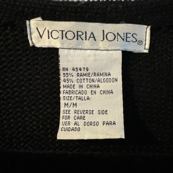 VTG 80’s Victoria Jones Embroidered Beaded Embellished Black Gold Cardigan Med - Picture 3 of 14